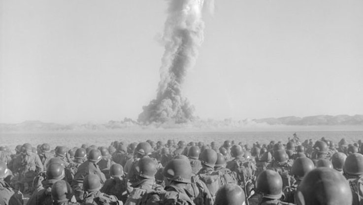 US soldiers at Desert Rock exercise 1951 - US govt archives
