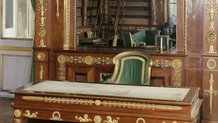 François-Honoré-Georges Jacob-Desmalter, Biurko mechaniczne, 1808, mahoń, brąz złocony, aksamit, Compiegne, Musée national du palais