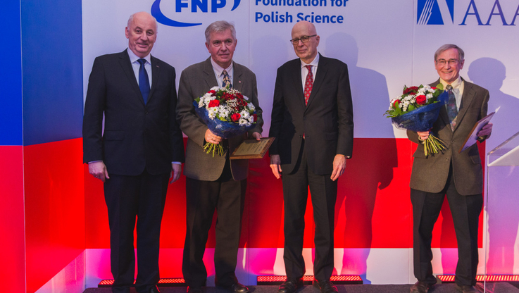 Prof. Maciej Żylicz, prof. Ryszard Kierzek, dr E. William Colglazier i prof. Douglas H. Turner, fot. One HD