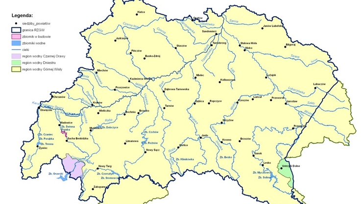 Obszary dorzeczy Gorna Wisla (RZGW Krakow)