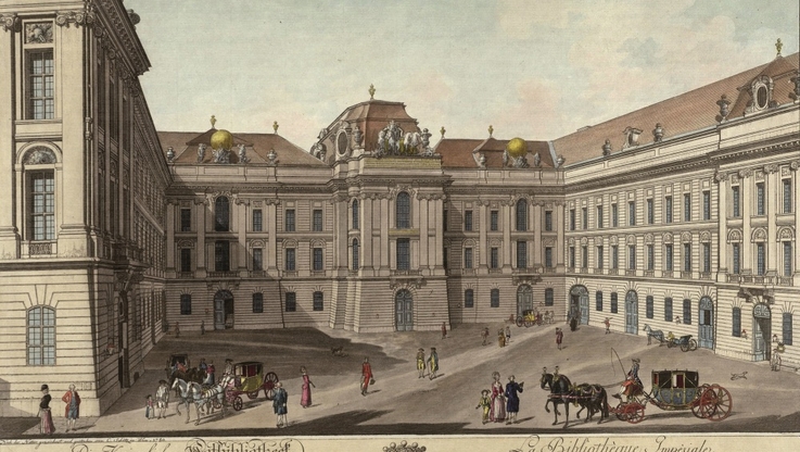 Josefsplatz, Kolorierter Kupferstich von Carl Schütz, 1780 – © Österreichische Nationalbibliothek