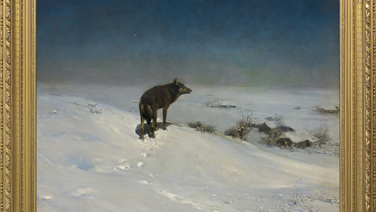 A. Wierusz-Kowalski „Wilk w zimową noc”, po 1900