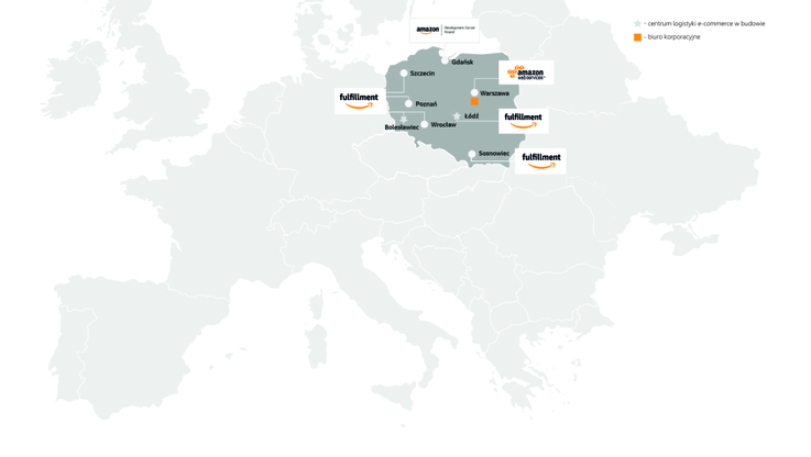 Amazon w Polsce - mapa