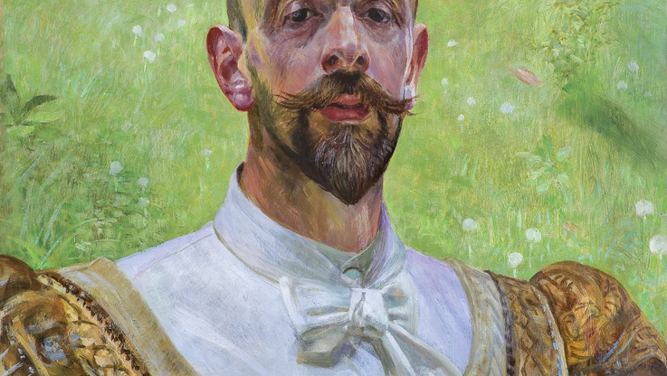 Jacek Malczewski, Autoportret z kwiatem koniczyny, 1909 