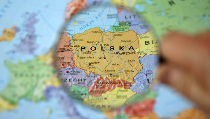 
								Powiększenie Polski na tle mapy Europy
							