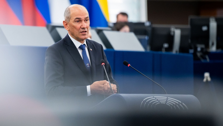 Premier Słowenii Janez Jansa w PE; European Union 2021 - Source EP