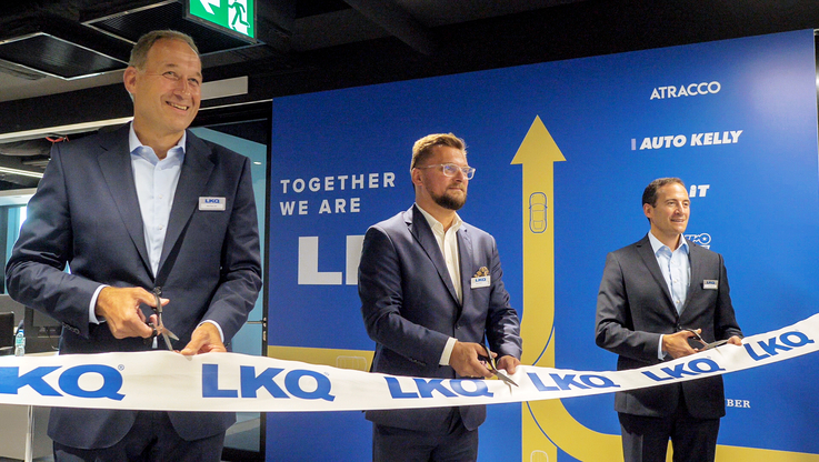 LKQ Europe - Arnd Franz, CEO LKQ Europe; Marcin Krupa, prezydent Katowic; Yanik Cantieni, CFO LKQ Europe.