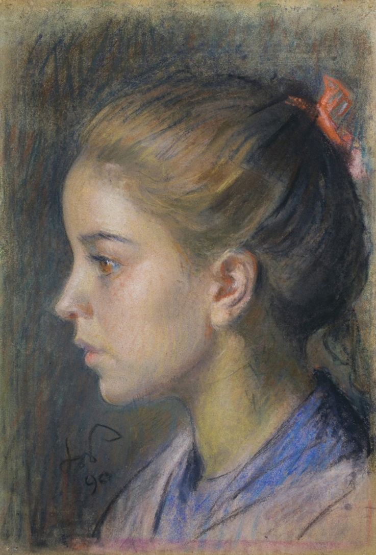 Stanisław Wyspiański - „Dziewczynka z czerwoną wstążką we włosach”, 1890