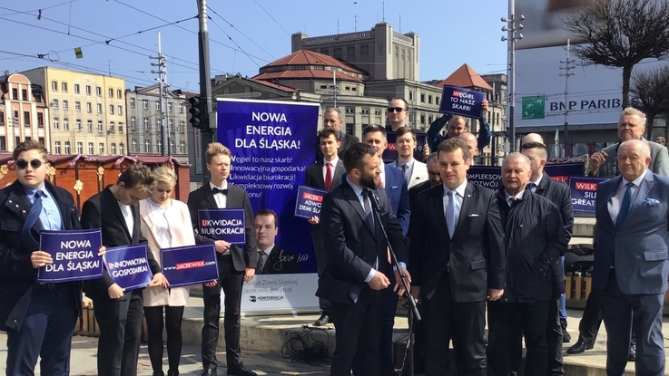 Konferencja prasowa w Katowicach inaugurująca kampanię Jacka Wilka