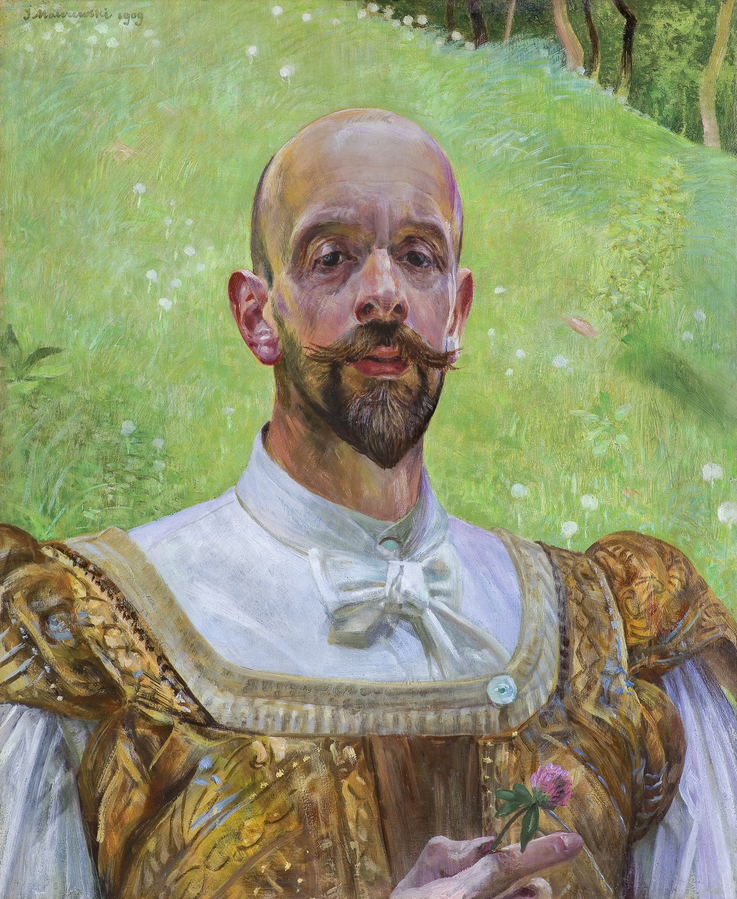 Jacek Malczewski, Autoportret z kwiatem koniczyny, 1909 