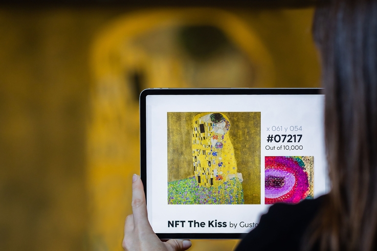NFT presentation “The Kiss” by Gustav Klimt at the Belvedere, Photo: Ouriel Morgensztern / Belvedere, Vienna