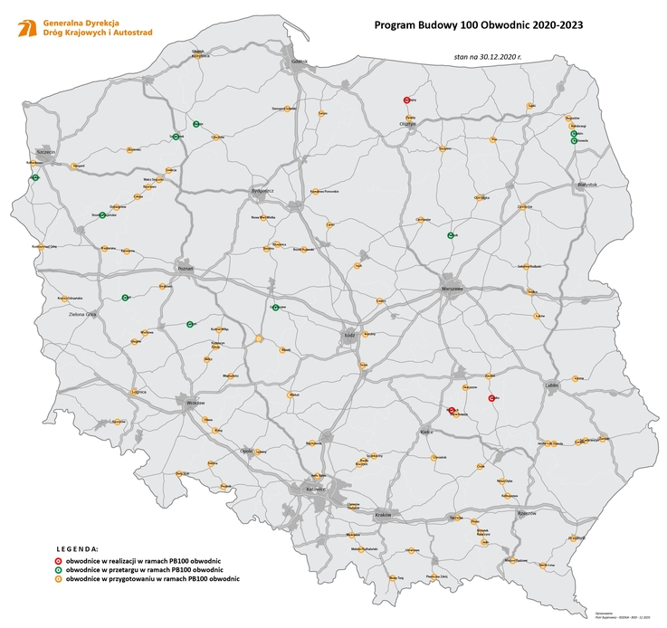 GDDKiA - Programu budowy 100 obwodnic 